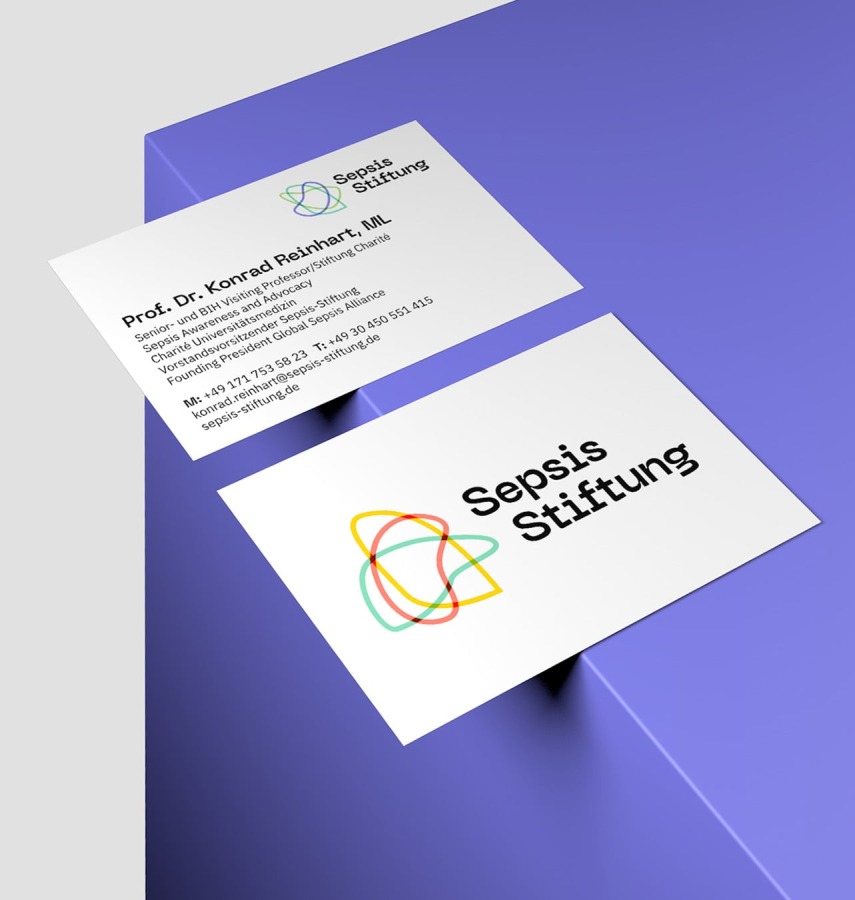 Die Visitenkarte im neuen Branding der Sepsis-Stiftung.