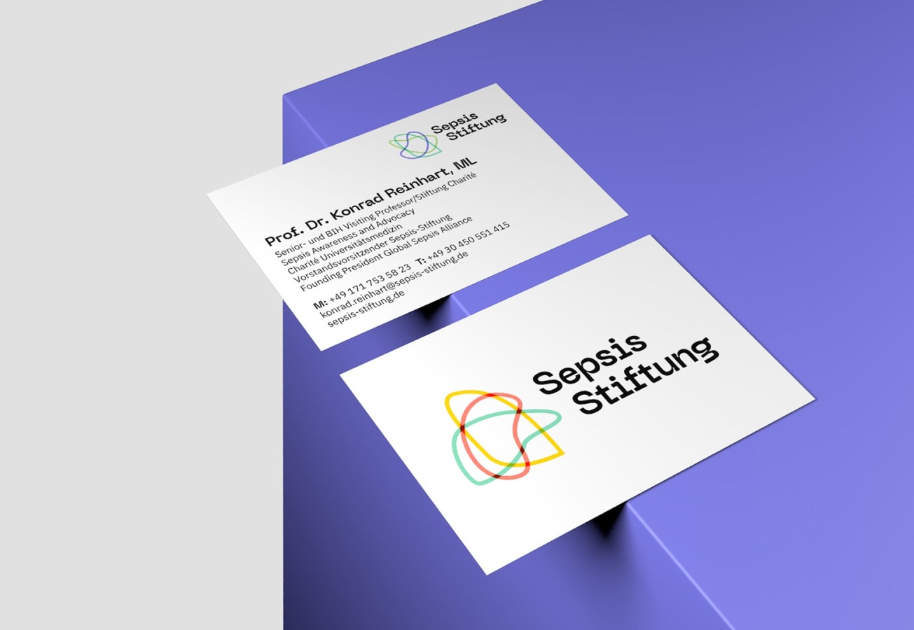 Die Visitenkarte im neuen Branding der Sepsis-Stiftung.