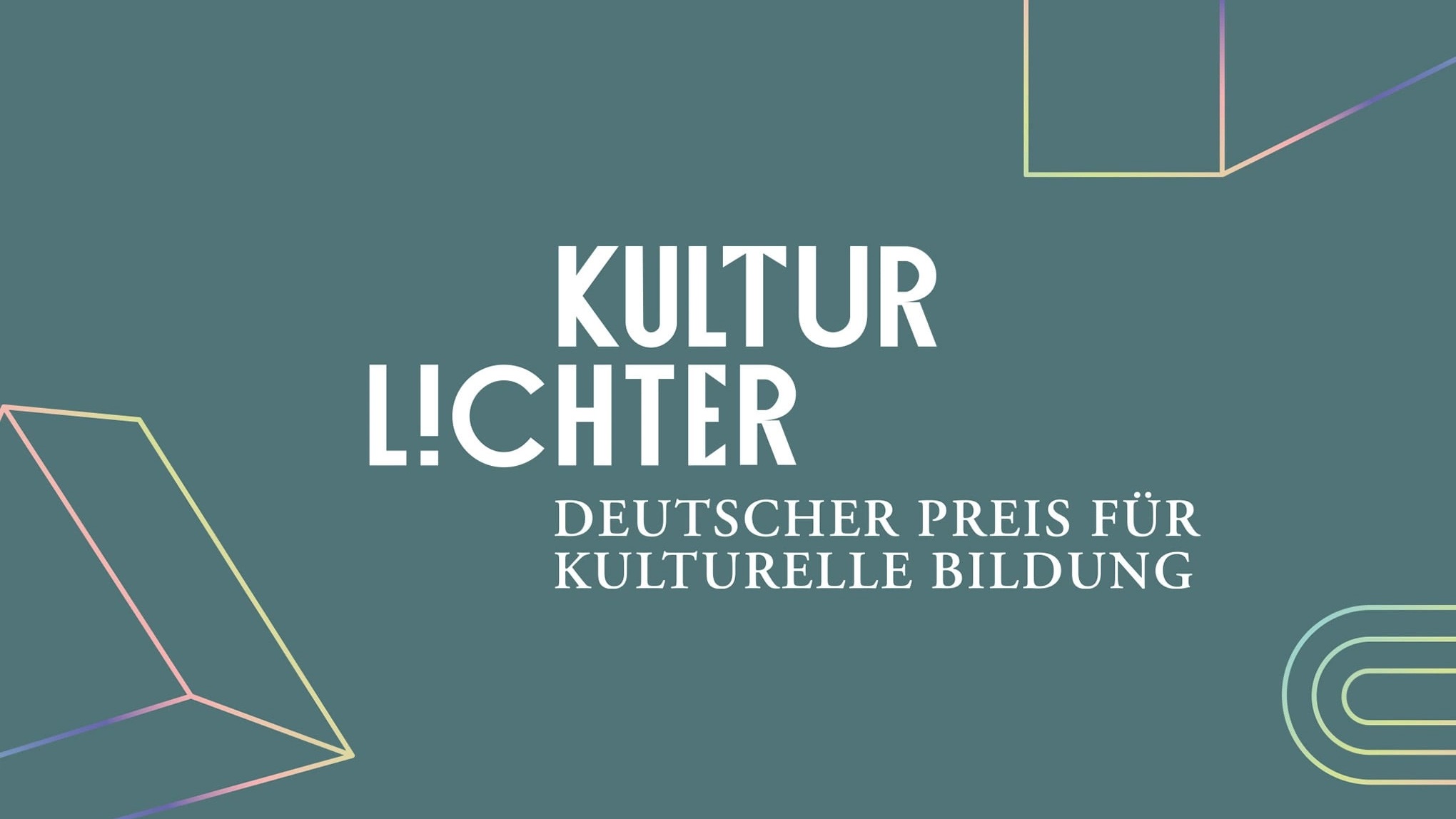 Auf dunkelgr&uuml;nem Hintergrund steht &quot;Kultur Lichter. Deutscher Preis f&uuml;r kulturelle Bildung&quot;.