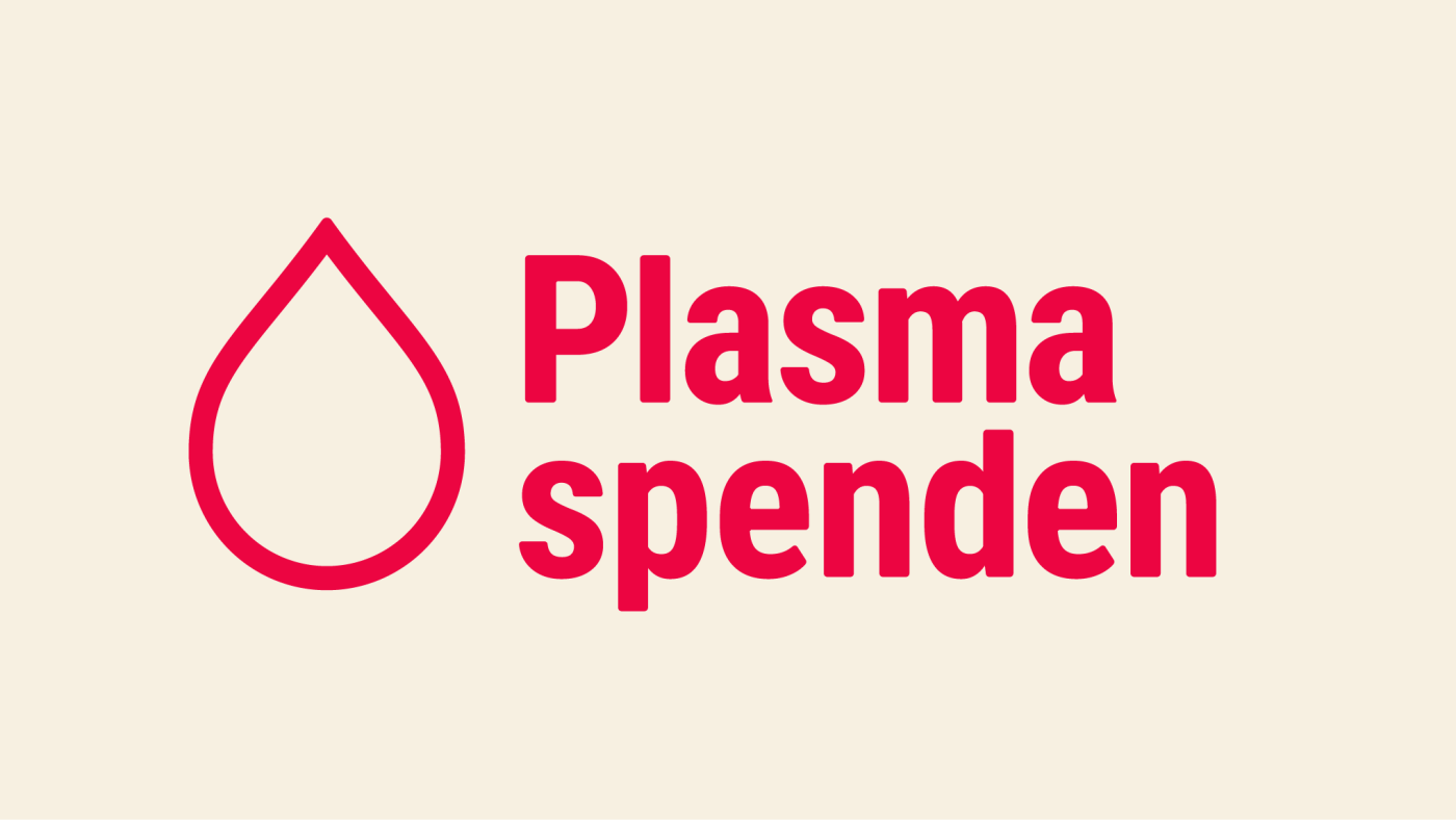 Neues Design der Blutspenden-Kampagne. In der Mitte des Bildes ist ein gro&szlig;er, roter Blutstropfen zu sehen, der nicht ausgef&uuml;llt ist. Daneben steht &bdquo;Plasma spenden&ldquo;.