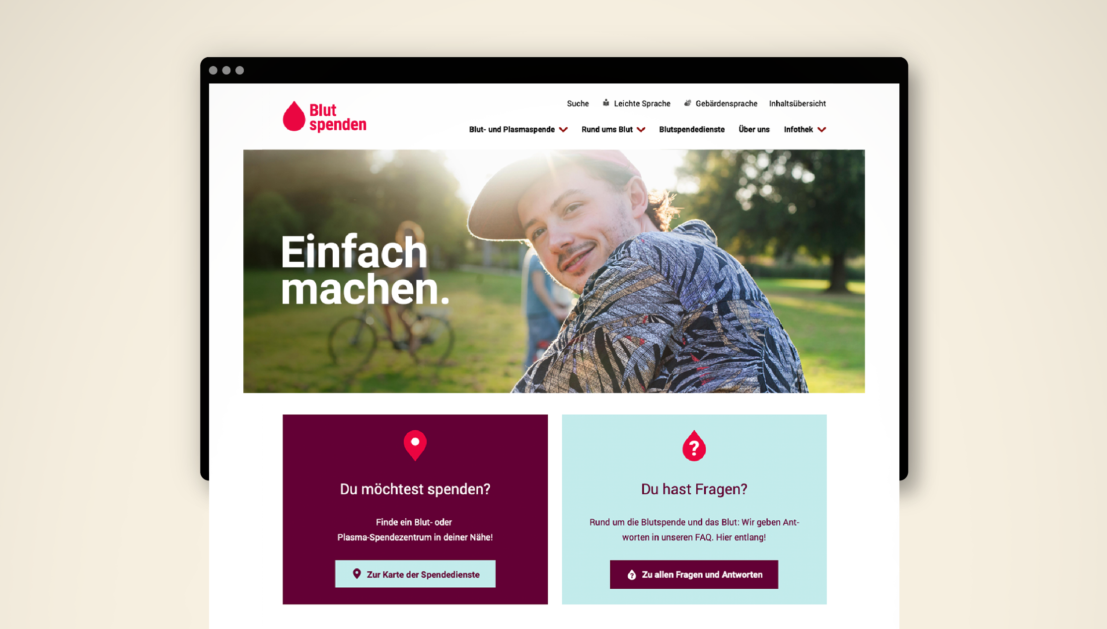 Website der Blutspenden-Kampagne im neuen Design.
