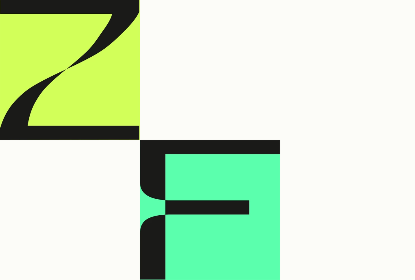 Oben links ist ein limettenfarbenes K&auml;stchen zu sehen, in dem der Buchstabe Z steht. Unten in der Mitte ein gr&uuml;nes K&auml;stchen mit dem Buchstaben E.